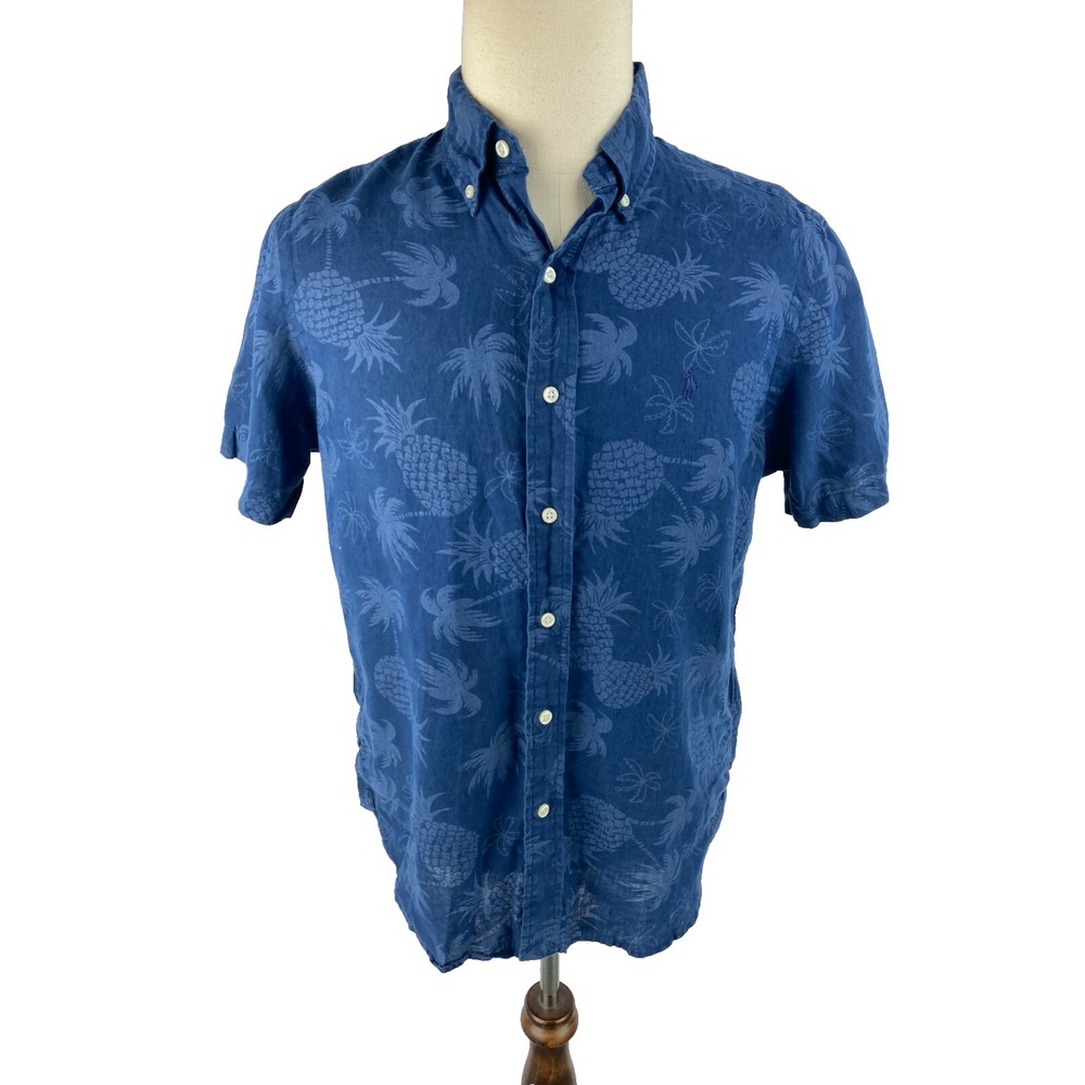Ralph Lauren Mens M (Fits S) Hawaiian Linen Floral Pineapple‎ Printed Beach